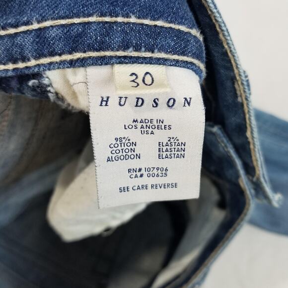 HUDSON Jeans Womens 30 Blue Flare Stretch Y2K Low Rise Made in USA W170DHA - Picture 5 of 12